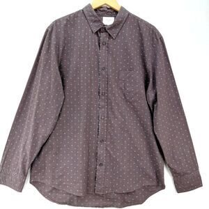 Billy Reid Shirt Mens XL Brown Plaid Geometric Slim Fit Long Sleeve Button Up